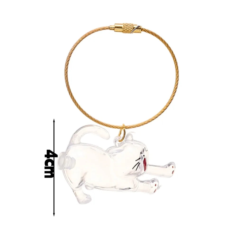 New Cat Hair Storage Keychain Bag Pendant Transparent Pet Fur Keepsake Capsule Souvenir Collection Gift Decoration Accessories