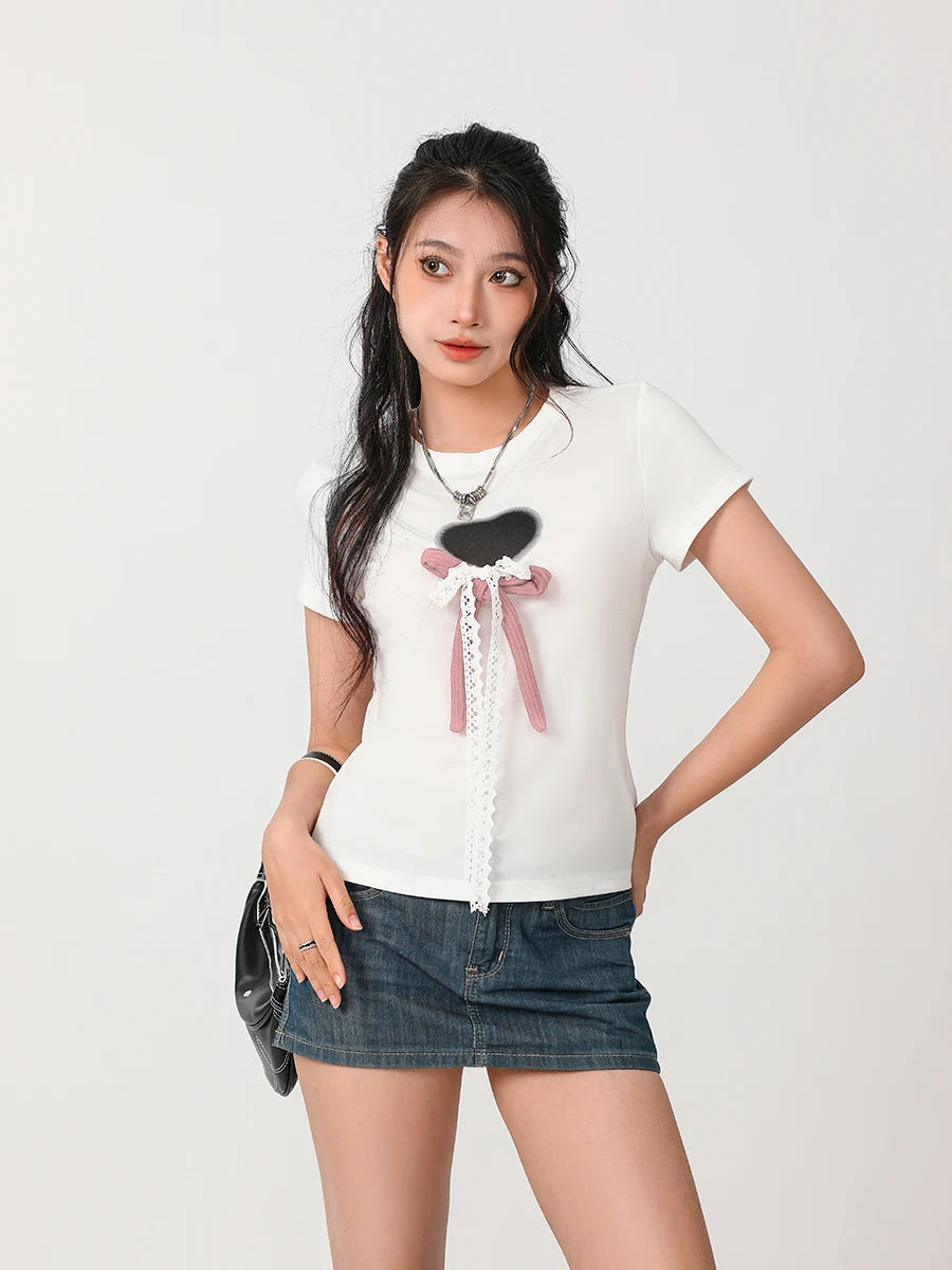 Heart Bow Lace Tee