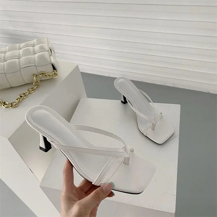 Sexy High Heels Slippers Women's Elegant Shoes Fashion Heeled Sandals for Woman Clip Toe Luxury Slippers Party Female Slides