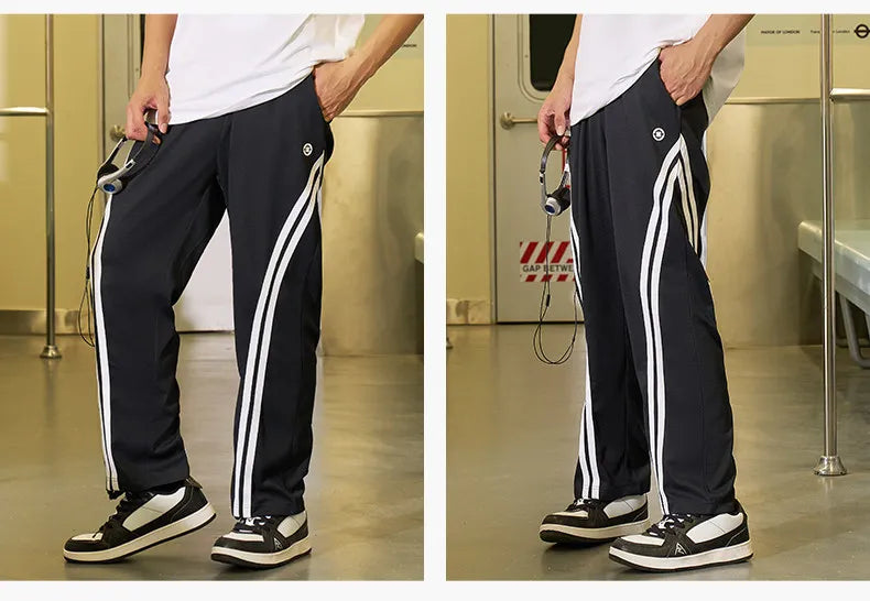 RIGORER 2026 New Straight Joggers Men Jogging Sweatpants Sportswear Knit Tracksuit Sports Pants Trousers Wide Leg Clothing