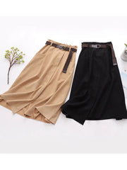 Irregular Pocket High Waist Midi
