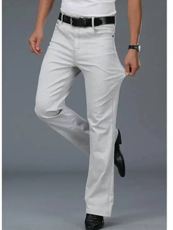 Men's Beige Loose Jeans Fashion Denim Pants For Men Casual Wide Leg Trousers Flared Jeans