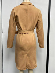 European and American Autumn and Winter Coats for Women's Clothing Solid Color Lapel Long Sleeved Woolen Women's Coats Simple St
