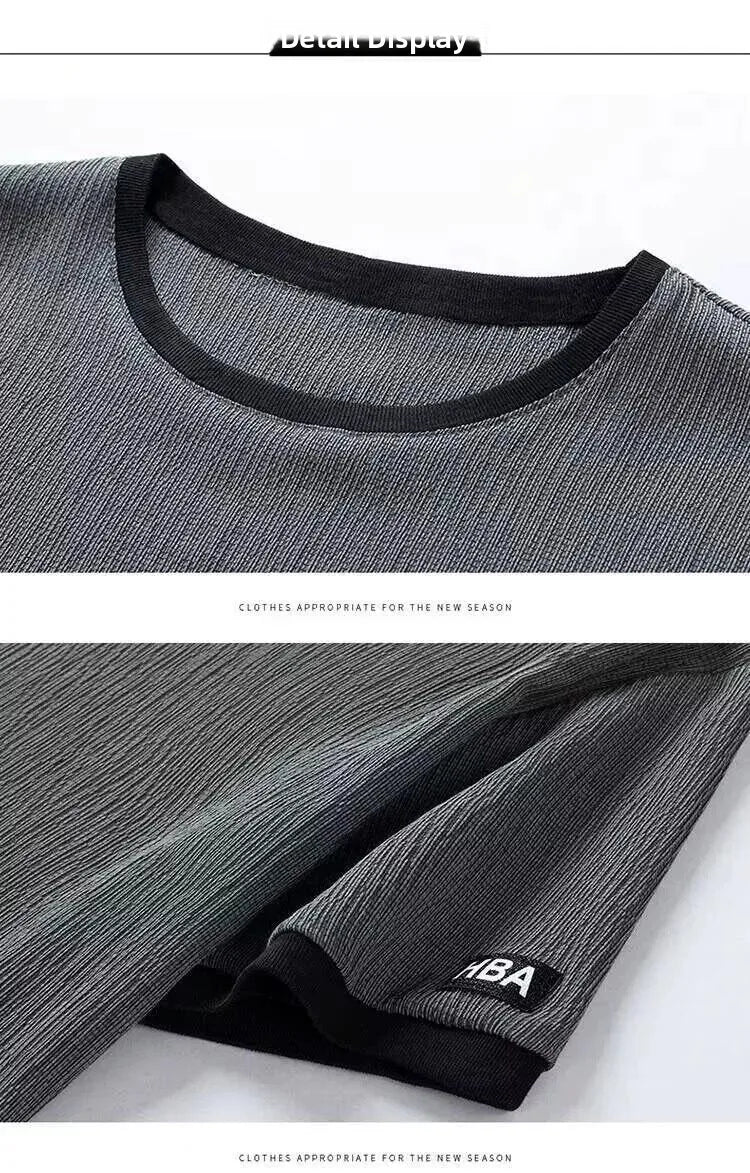 Casual Ice Silk Sports Suit Men's Summer Thin Short Sleeve Shorts Trendy Clothes Handsome Match One Set of Youth Clothing