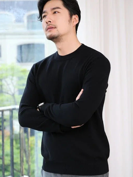 Thick Solid V-Neck Pullover