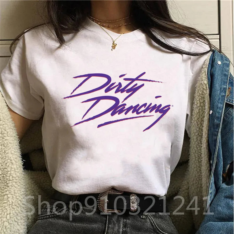 Women's Tshirt Dirty dancing Printing Graphic Aesthetic O Neck Girls Short Sleeve Print Vintage Y2k T Shirt Female Funny Tops