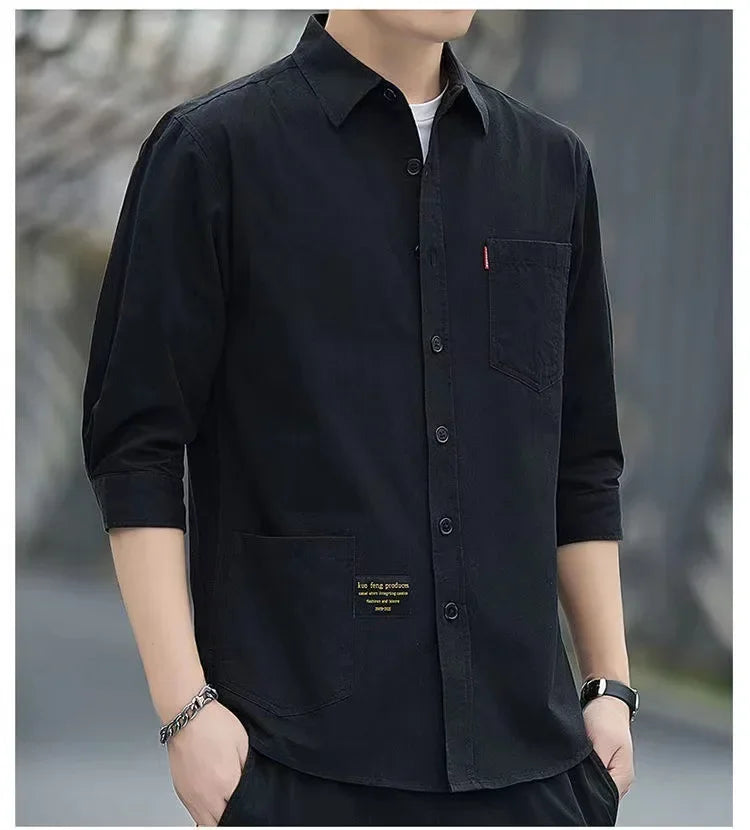 Summer Casual Solid Shirt Men