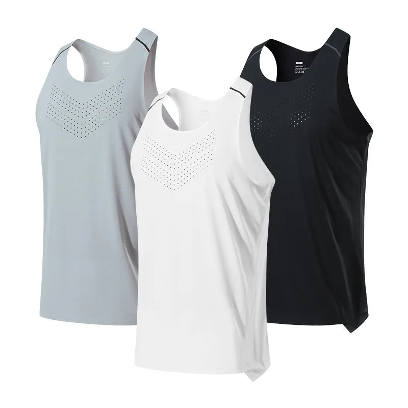Men's Fitness Tank Top Summer Gym Clothing Bodybuilding Muscle Vest Sleeveless Shirt O Neck Breathable Quick Dry Workout Tops