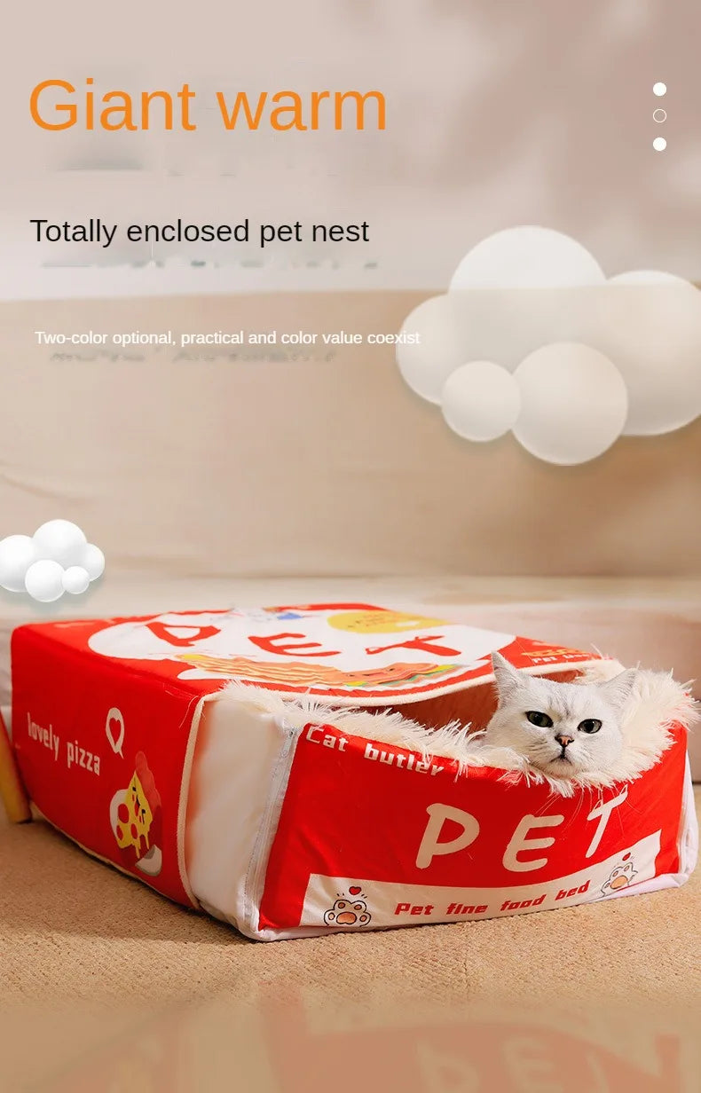 Cat Bed Pet Cat and Dog Bed Rectangular Fully Enclosed Security Biscuit Box Four-season Universal Pet Bed
