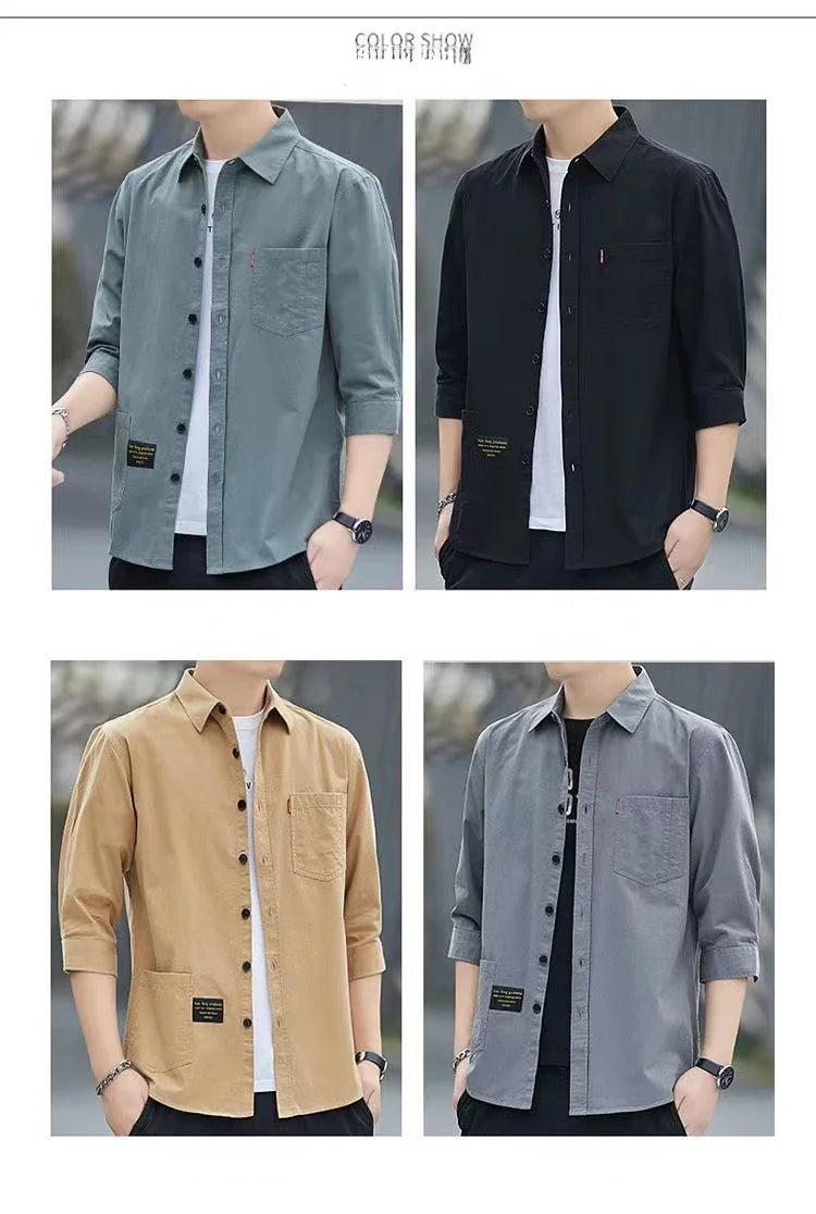 Summer Casual Solid Shirt Men