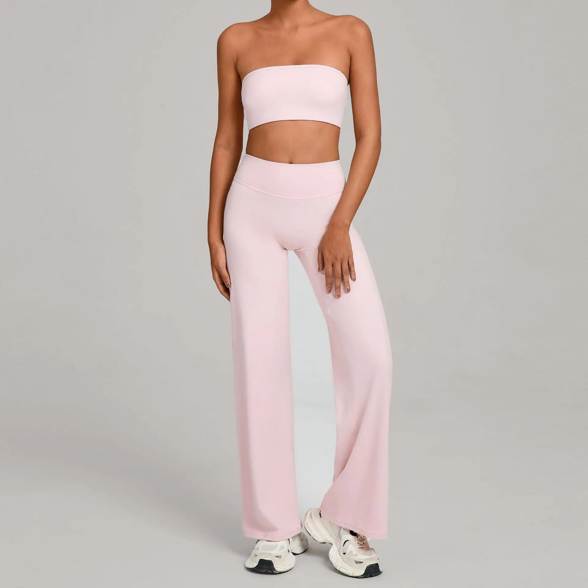 2PCS Yoga Set Women Yoga Pant Workout Tracksuit Sportswear Gym High Waist Straight Leg Bottoms Fitness Bta Sports Suit XP01