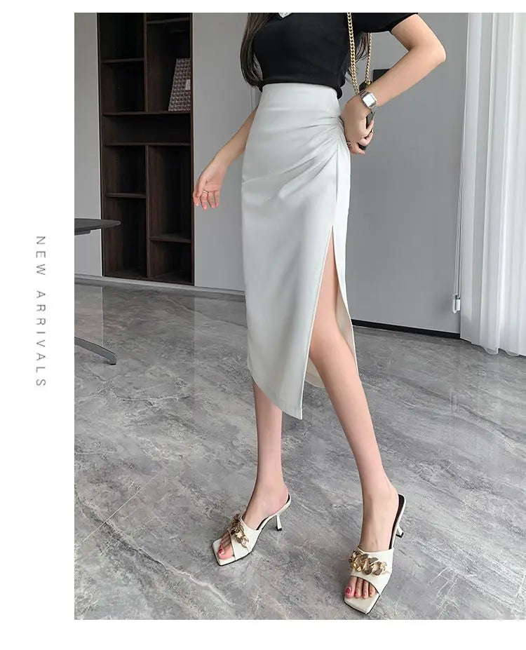Sleek Pleated High Waist Skirt