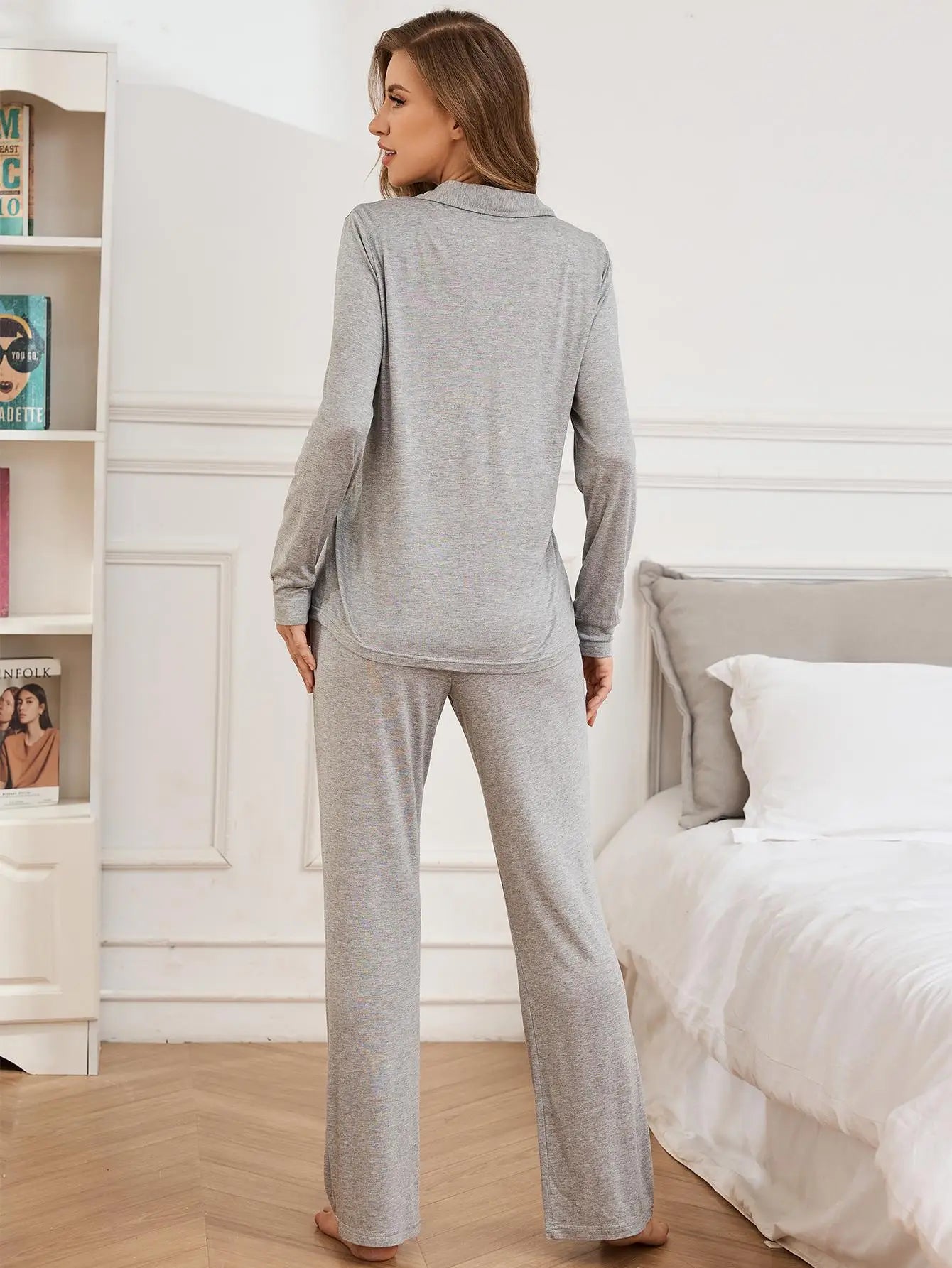 Button Front Viscose Pajama Set