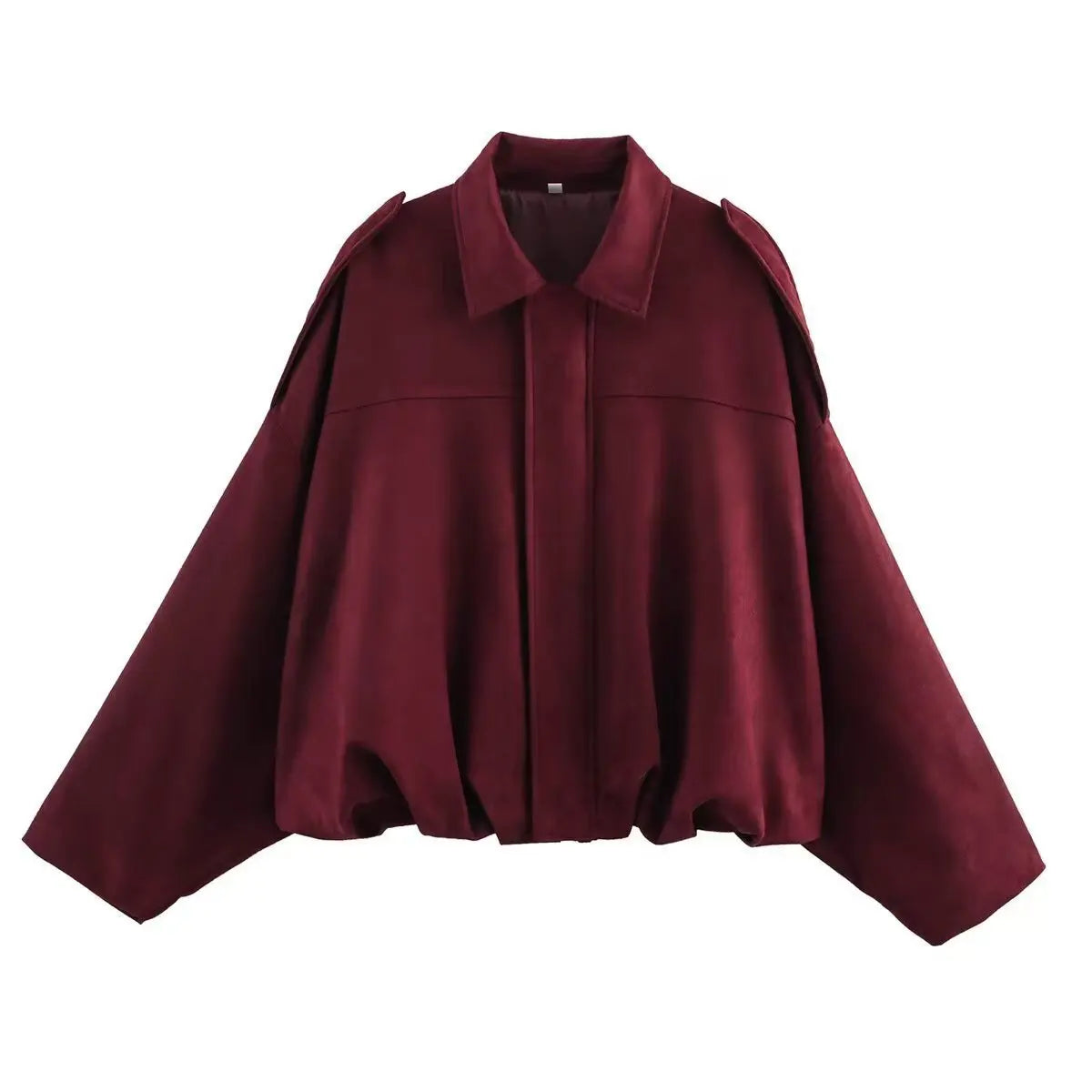 Women Bomber Jackets Suede Texture Coats Fashion Turn-down Collar Long Sleeve Loose Vintage Female Outerwear Chic Top Streetwear
