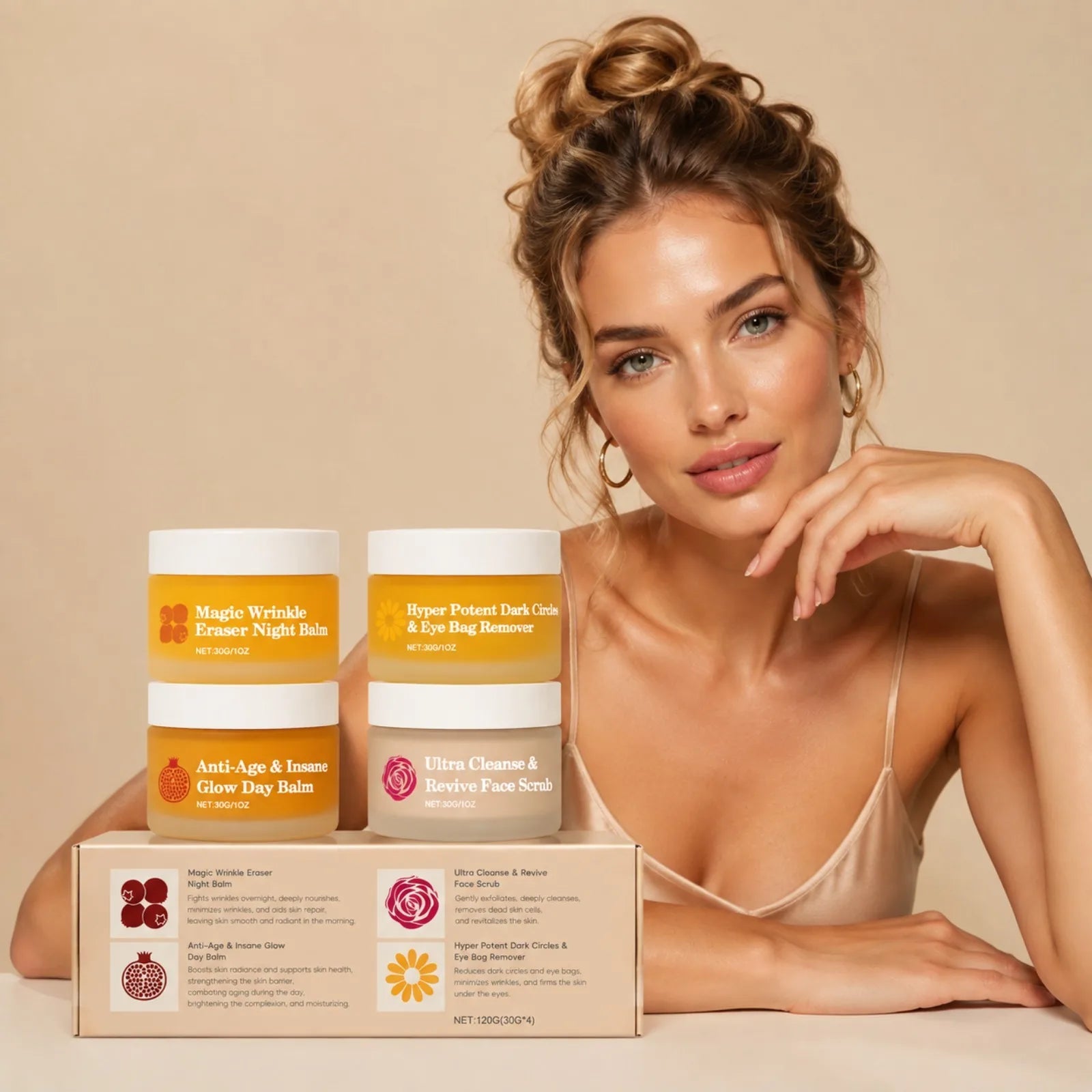Skincare Set Day Night Cream Eye Cream Face Scrub Moisturizing Revitalizing Firming Radiance Glow Hydrating Routine