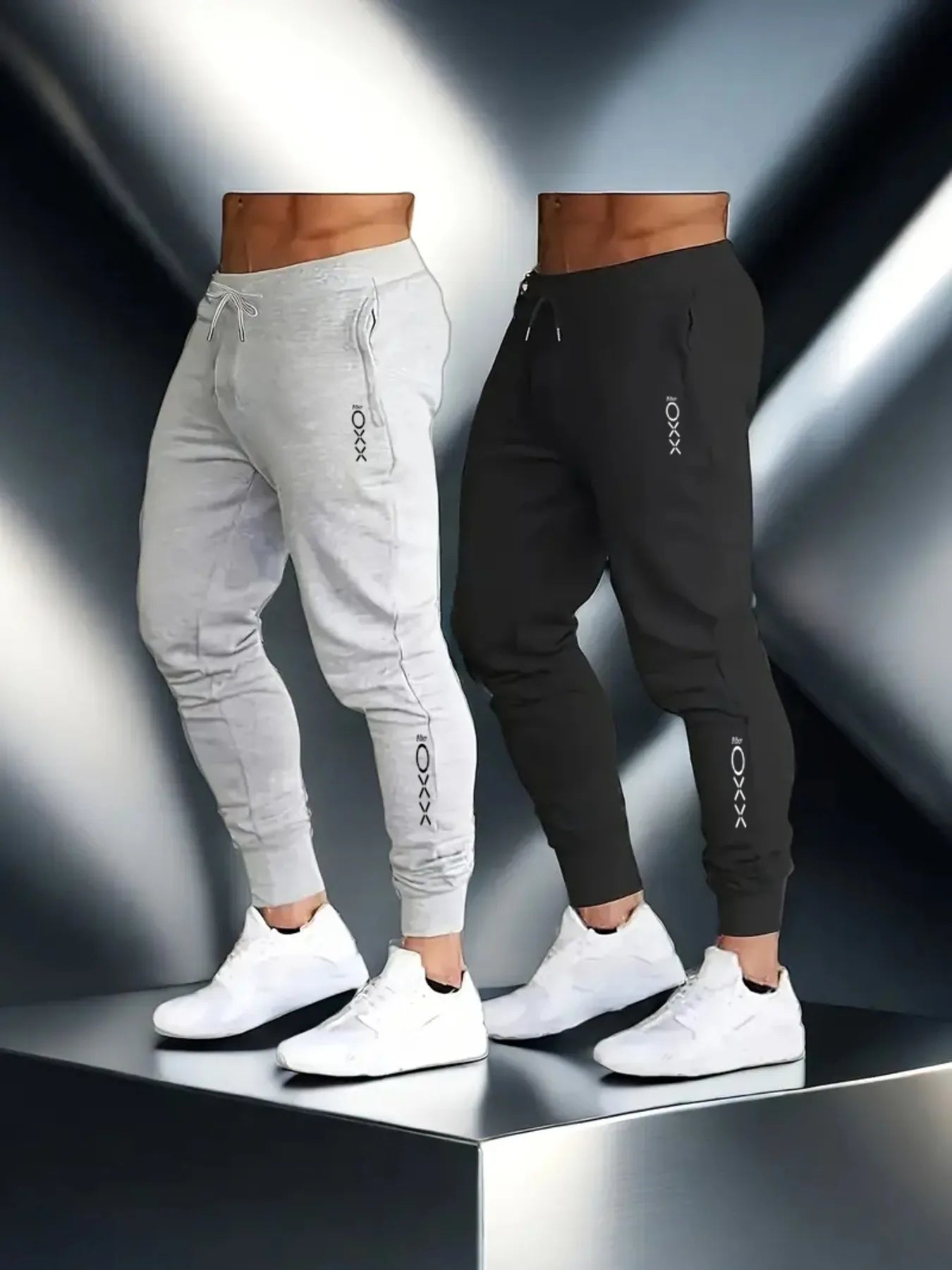 Men's 2-Pack Printed Casual Joggers, 100% Polyester, Soft Breathable Lightweight Fabric, Loose Fit Stylish Sports Trousers