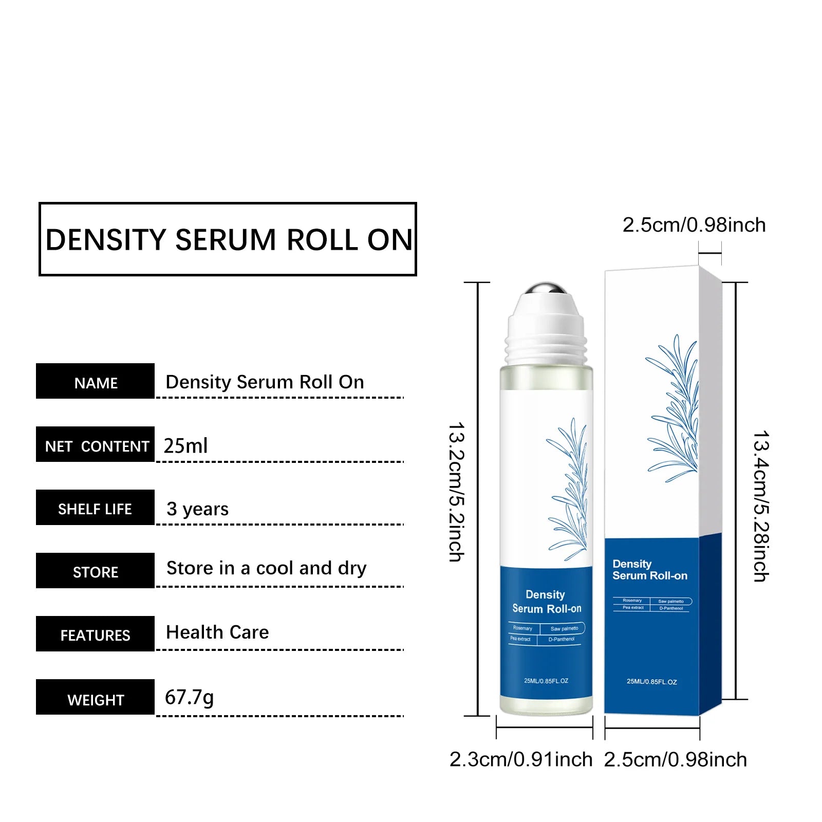 Roll On Hair Serum Leave In Care Scalp Oil Balancing Non Greasy Smooth Frizz Portable Touch Up with Rosemary Extracts 25ml