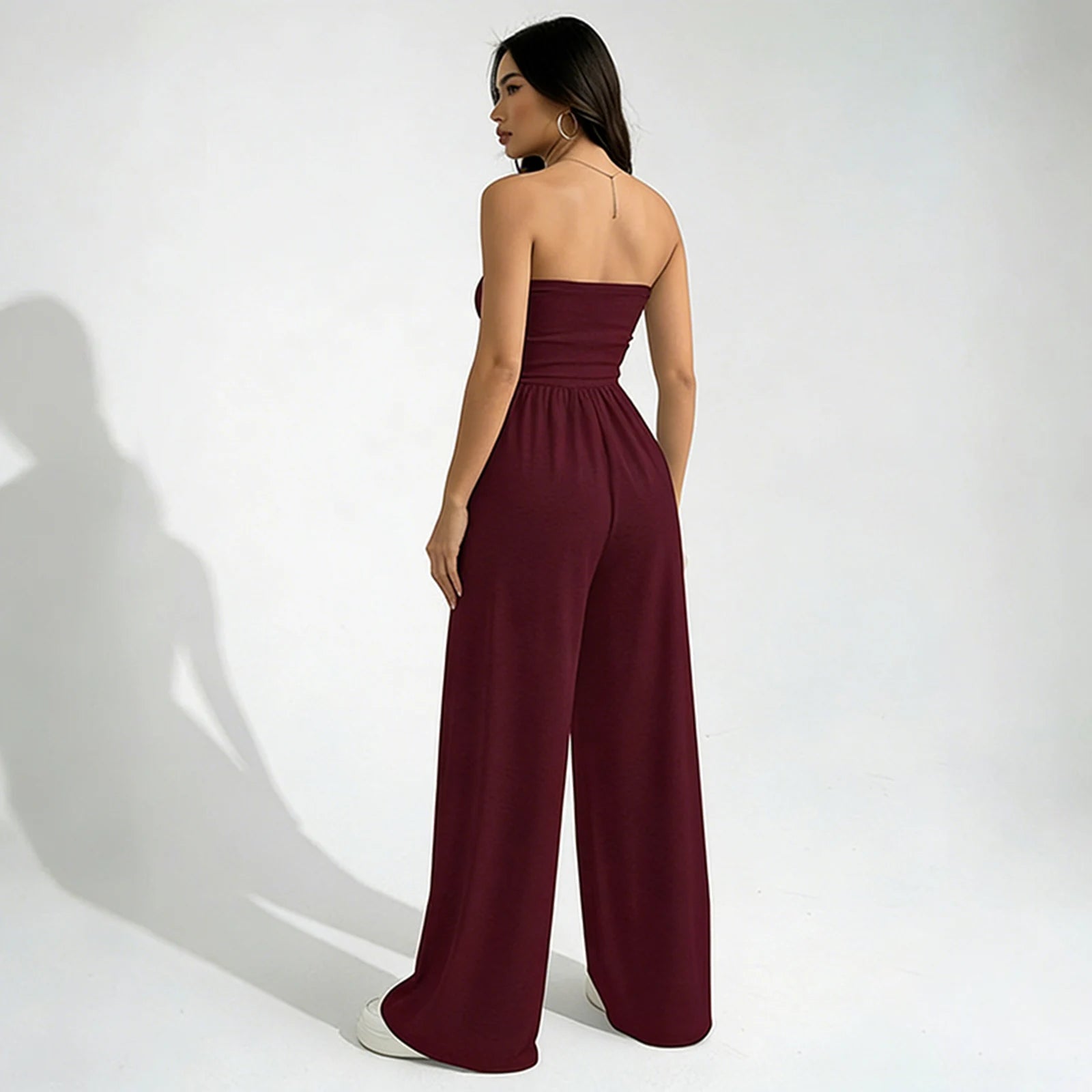 Strapless Wide Leg Casual Jumpsuit