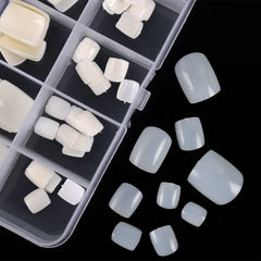 False Toes Nails French Square Nature White Clear Fake Toe Nails Feet Nail Tips Artificial Press on Toenails for Women Makeup