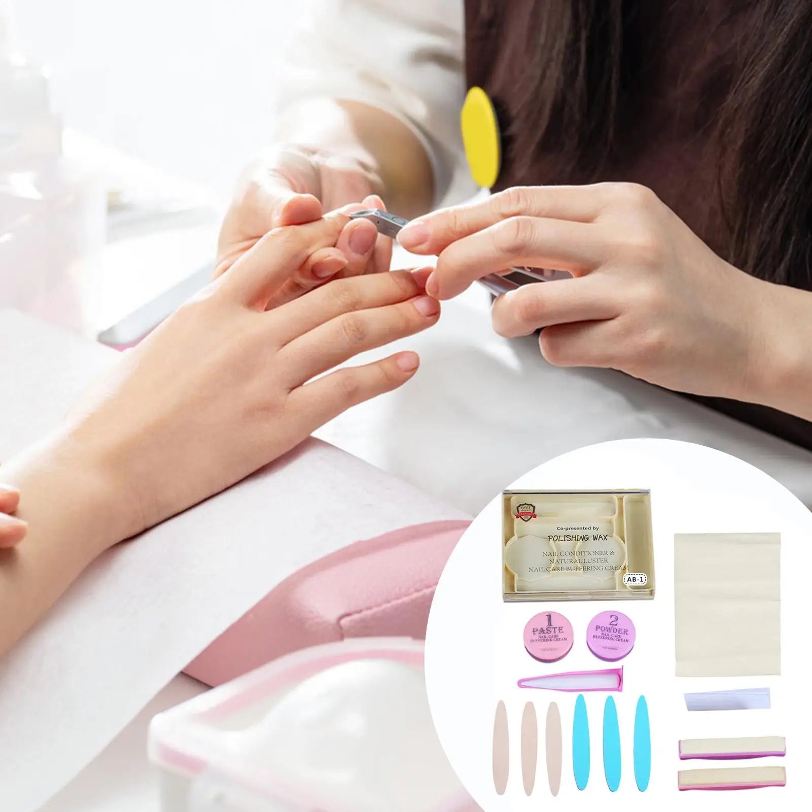 Nail Arts Tool Set With Polishing Wax Natural Nail Manicure Kit 3D Nail Tips Carving Tools For Home Salon Daily Party