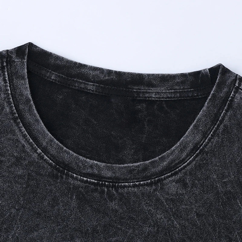 Vintage Washed T-shirts 100% Cotton Gym Muscle Rat Print Crew Neck Tshirts Casual Goth Hip Hop Streetwear Women Men Summer Tee