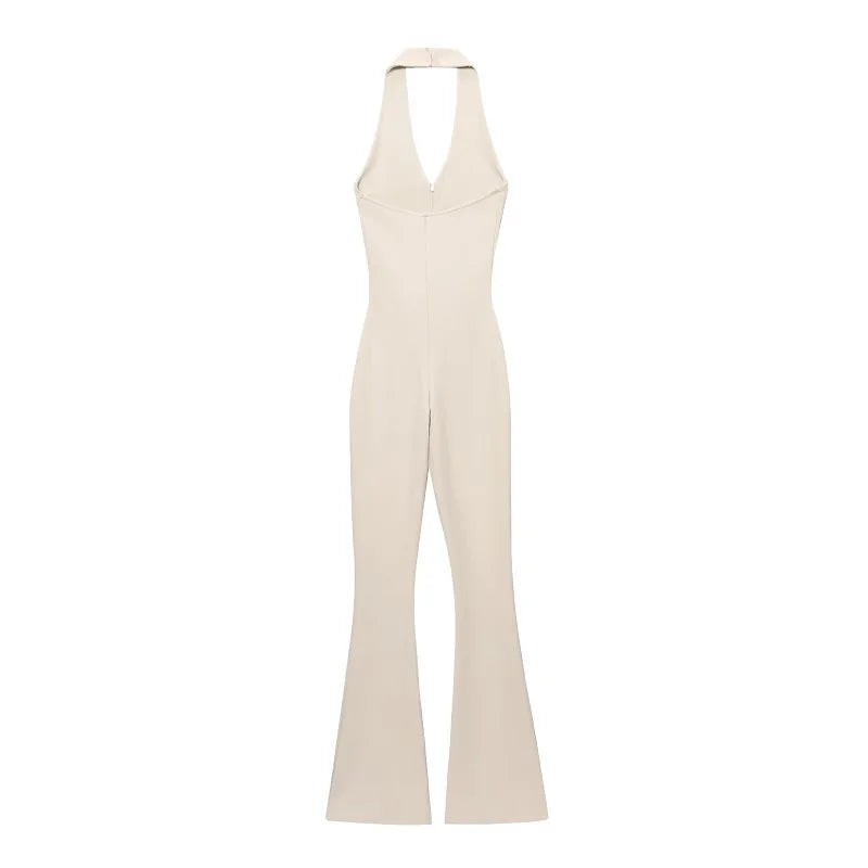 Sleek Flared Backless Summer Jumpsuit