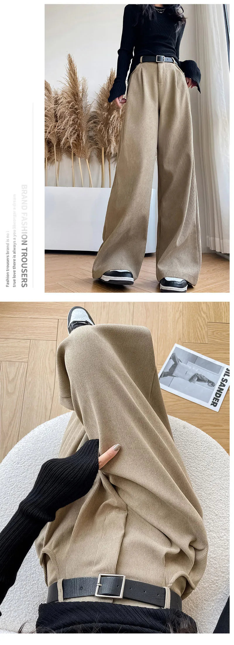 Women's Pants Autumn Winter Corduroy High Waist Wide Leg Pants for Women Casual Trousers Female Straight Pants Women Clothes New