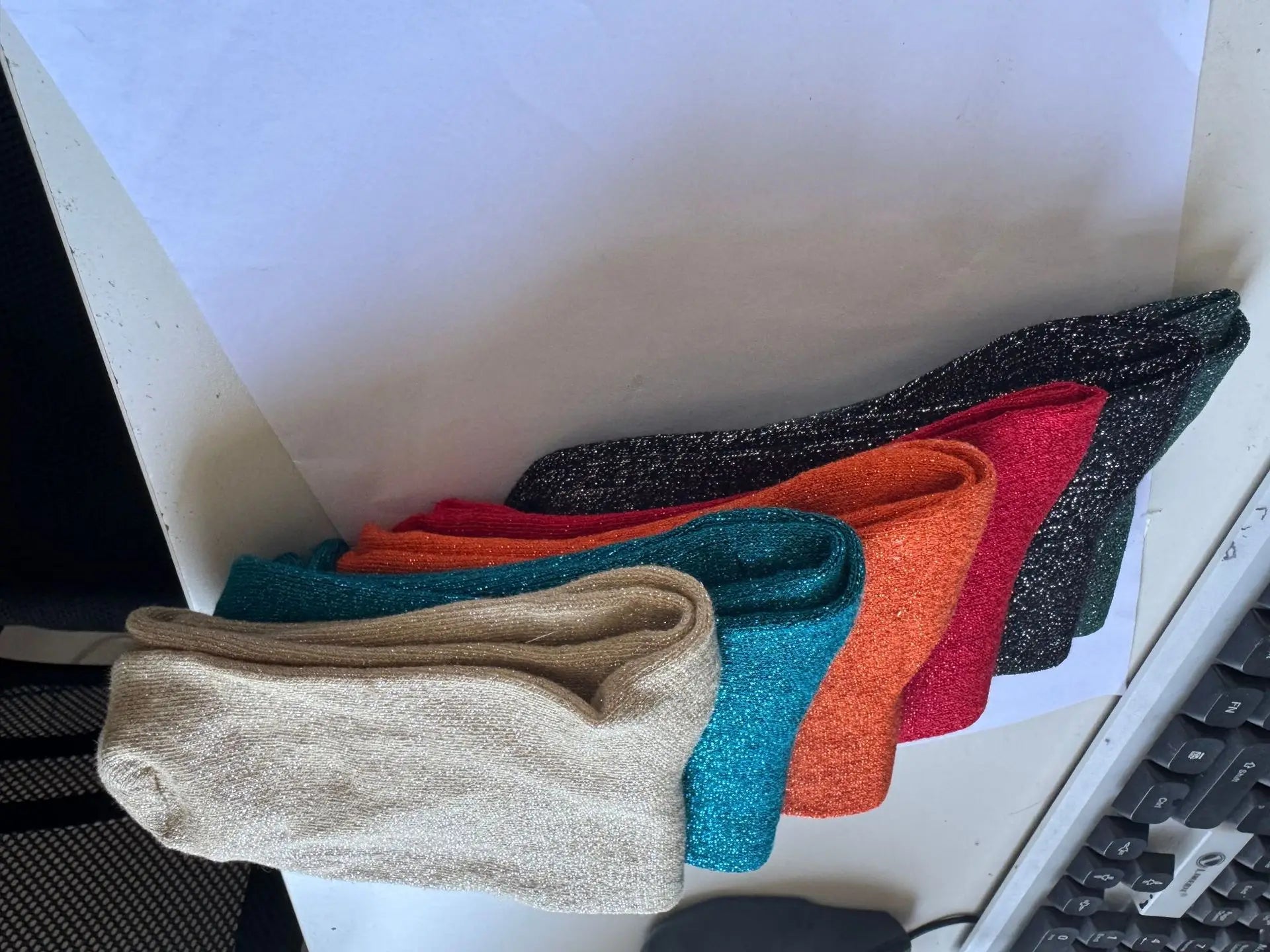 Metallic Knit Mid Calf Socks