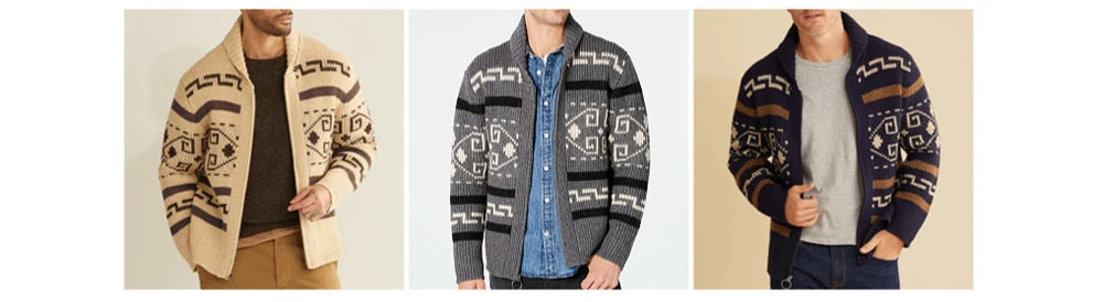 Winter Men's Cardigan Sweaters Fashion Male Knitted Sweater Thermal Warm Coats Casual Man Cashmer Lapel Knitted Jackets Clothing