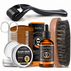 Men's Beard Care Set, Beard Oil, Beard Balm, Moisturizing, Nourishing, Softening and Smoothing, with Trimming Tools & Bear