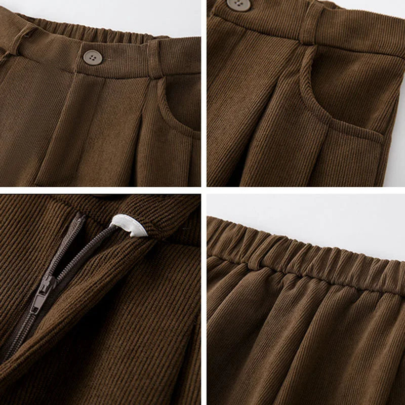 Women's Pants Autumn Winter Corduroy High Waist Wide Leg Pants for Women Casual Trousers Female Straight Pants Women Clothes New