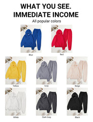 Man Hoodie Set Winter Solid Color Two Pices Sets Long-Length Street Clothes Casual Sports Sweatpant Hoody Unisex Fashion Suit