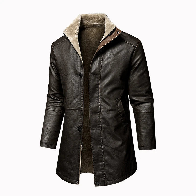 Vintage Faux Leather Winter Coat