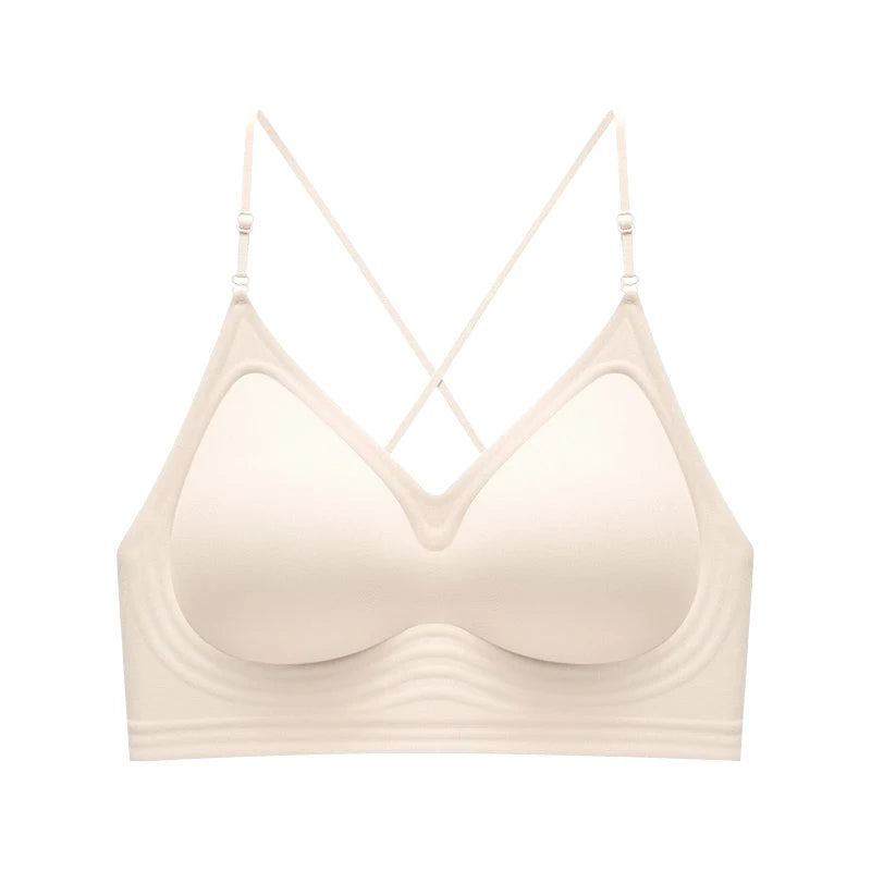 High Elastic Sports Bra 3 Ways Wearing Cross Back Wireless Padded Brassiere Breathable Invisible Yoga Fitness Workout Lingerie