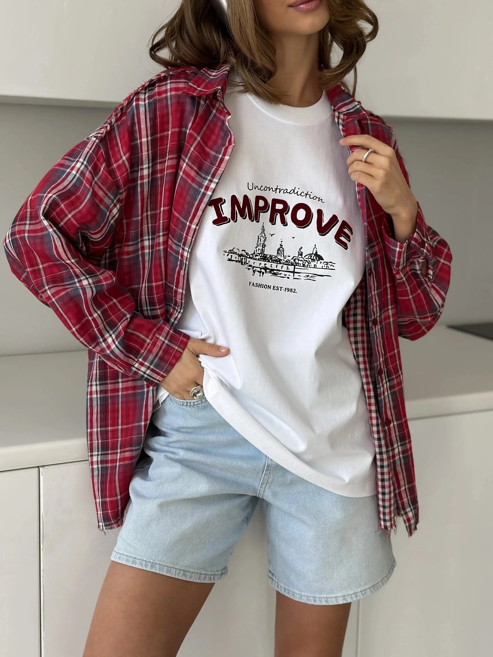 Vintage Cotton Printed Casual Tee