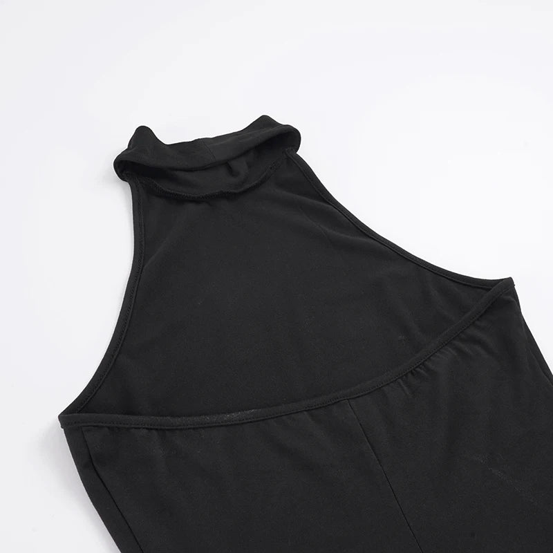 Women's Sleeveless High Neck Jumpsuit Slim Fit Flared Leg Backless Bodysuit Elegant Party Evening Outfits Street Wear 2026 New
