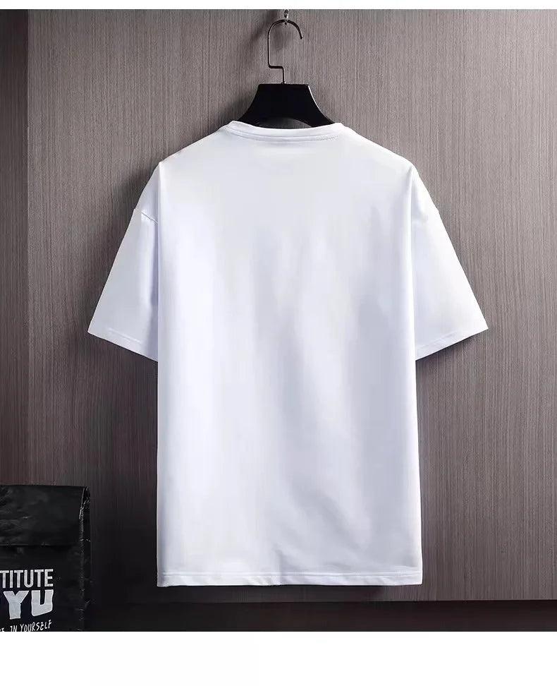 2023 Summer Men's Tracksuit 2 Piece Set Fashion Casual Solid Short-Sleeved T-Shirt and Shorts Sport Suit Breathable Man Clothing