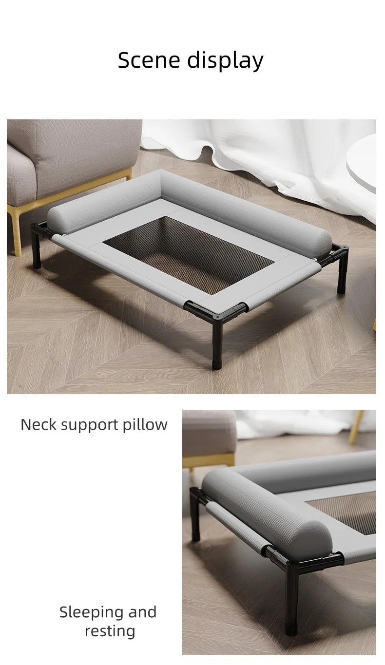 Elevated Pet Bed for Dogs & Cats Durable Breathable Cat Bed with Slope Headrest Washable Pet Bed Cat House for All-Season Use