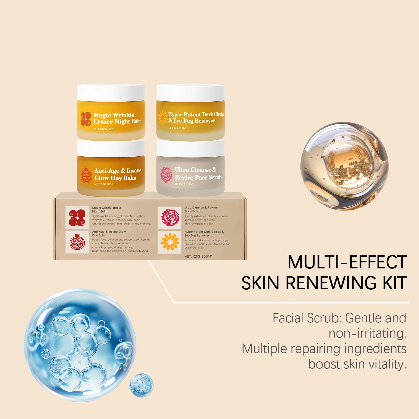 Day Night Skincare Set Moisturizes Refreshing Brightening Improve Fine Line Skin Reduce Dark Circles Multi Functional Facial Set