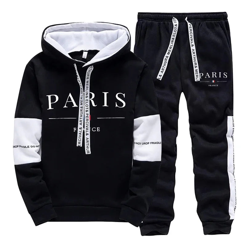 Men's Tracksuit 2 Pcs Sets Print Casual Hooded Sweatshirts Outdoors Sports Jogging Clothing Classic Fashion Single Hoodie Pants