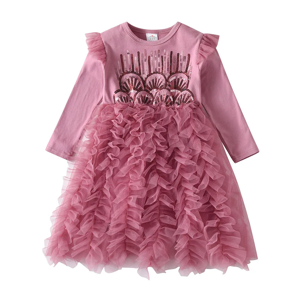 Ruffled Sequin Princess Party Dress