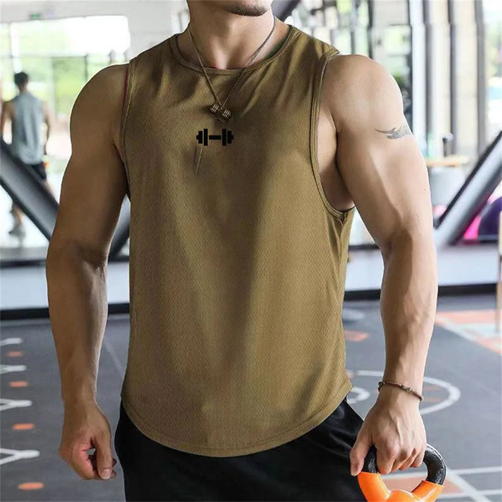 Summer Men's Tank Top Fitness Training Clothing Quick-drying Loose Bodybuilding Sleeveless Shirt Men Fashion Basketball Vest