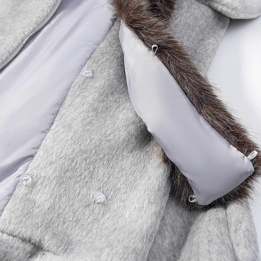 HH Women Fashion Coats Gray Turn-Down Collar Long Sleeves Pockets Decoration Zipper Winter Short Coat Woman Casual Loose Jackets
