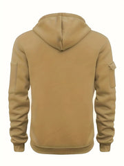 Hoodie 2025 Spring and Autumn Men's Hoodie Zipper Multi Pocket Sports Running Solid Color Multi Color Casual Hoodie