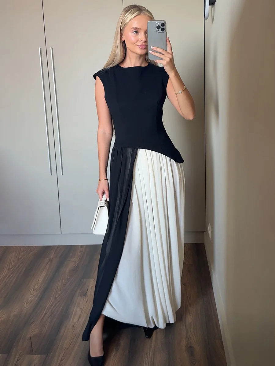 Irregular Skirt for Women Spring Summer New Elegant Street Style Skirt Women's Fashion Loose Ruched Draped Side Split Maxi Skirt