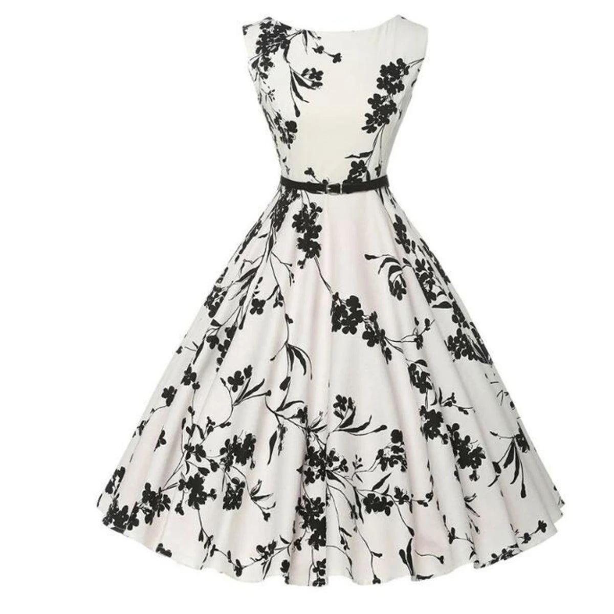 Women Dress Vintage Robe Audrey Hepburn Rockabilly Retro Sleeveless Print Party dresses Summer Vestidos
