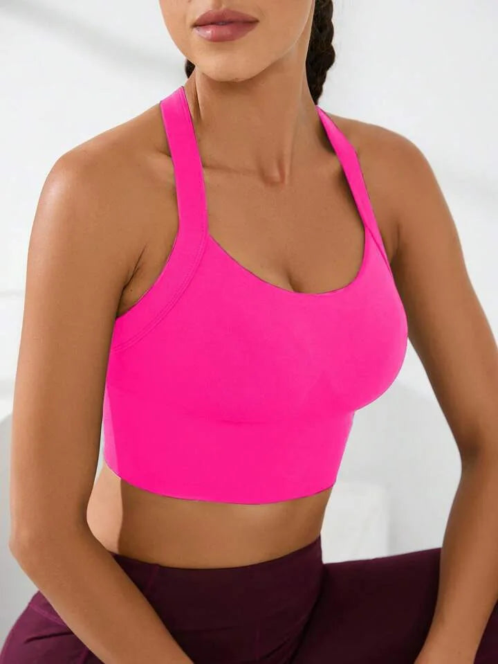 Sports and Beautiful Back Bra Set, Cross-Back Sports Bra, No Chest Pad, Adjustable Size, and Can Be Worn Inside Normally