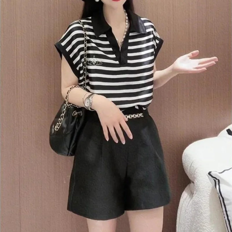 Striped Two Piece Summer Short Set