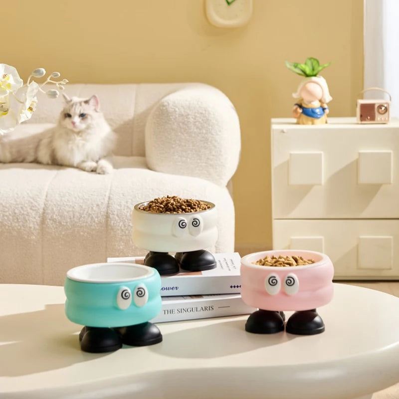 Cartoon Eye Elevated Steel Bowl
