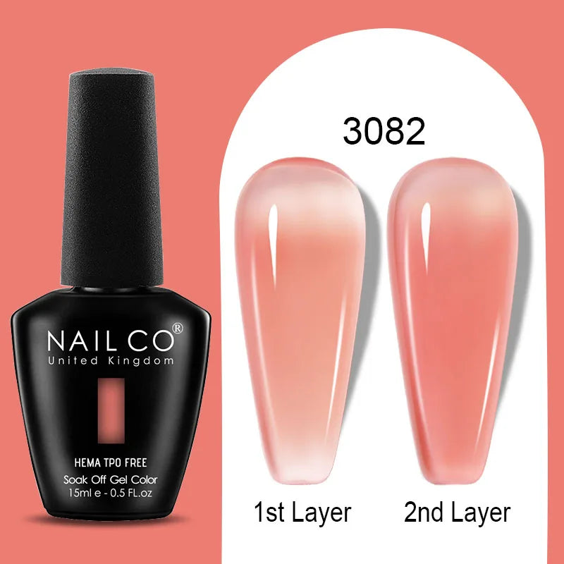 NAILCO 15ml Colorful Jelly Gel Nail Polish Gorgeous Color HEMA TPO FREE Soak Off UV LED Semi Permanent Long Wear Gel Varnish